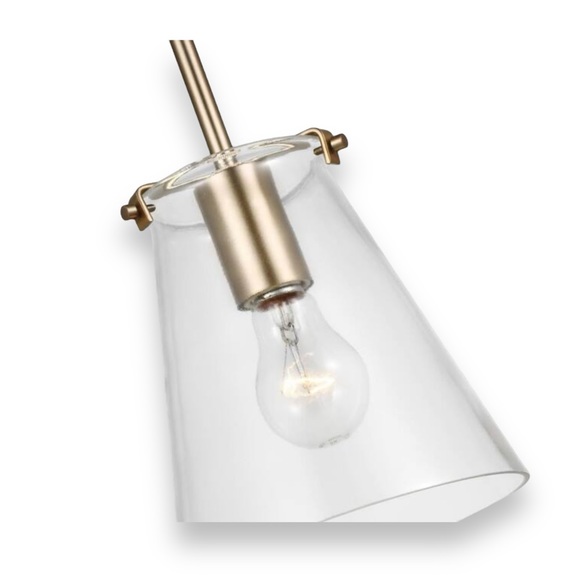 Generation Lighting Blaine 1-Light Satin Brass Hanging Pendant W/ Shade New - Picture 5 of 14